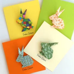 Osterkarte mit Origami Osterhase