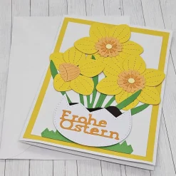Osterkarte Narzissen – Gelbe Osterglocken in Eierschale mit Umschlag