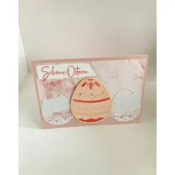 Osterkarte Ostern 3D Grusskarte Handgefertigt mit Ostereiern Rosa Töne