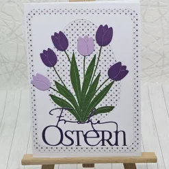 Osterkarte Tulpenstrauß lila – Frühlingskarte mit violettem Tulpenmotiv & Umschlag