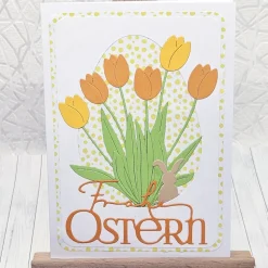 Osterkarte Tulpenstrauß orange/gelb – Frühlingsgruß mit Umschlag