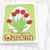 Osterkarte Tulpenstrauß rot – Frühlingsgruß mit Umschlag & sicherem Versand