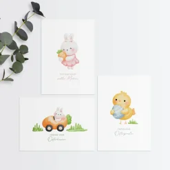 Osterkarten Set für Kinder / DIN A6 Aquarell Geschenkkarten für Ostern / optional mit Umschlag