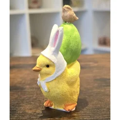 Osterküken mit Osterei und Vogel - Deko Figur - Ostern -