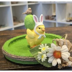 Osterküken mit Osterei und Vogel - Deko Figur - Ostern -
