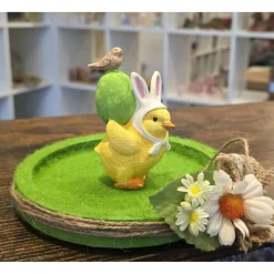 Osterküken mit Osterei und Vogel - Deko Figur - Ostern -