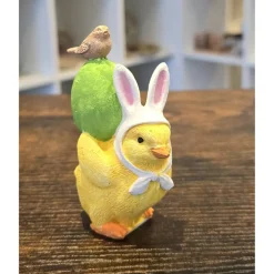 Osterküken mit Osterei und Vogel - Deko Figur - Ostern -