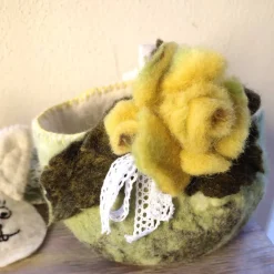 Osterkorb handgefilzt, 100% Wolle