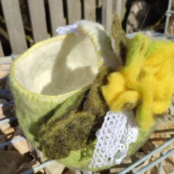 Osterkorb handgefilzt, 100% Wolle