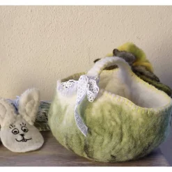 Osterkorb handgefilzt, 100% Wolle