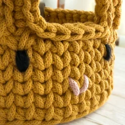 Osterkorb mit Holzboden | Häkelkorb mit Hasenohren | Häkelnest | Perfekt für Ostern & Ostergeschenke