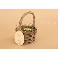 Osterkorb, Osterkörbchen, Osternest, personalisiert Geschenkidee, Korb mit Namensschild, Osterdeko, Holzanhänger