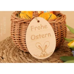 Osterkorb, Osterkörbchen, Osternest, personalisiert Geschenkidee, Korb mit Namensschild, Osterdeko, Holzanhänger