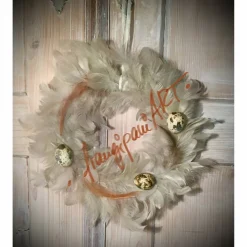 OSTERKRANZ AUS FEDERN MIT WACHTELEIERN