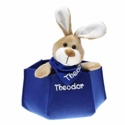 Osterkörbchen grau grün pink blau Filz mit Hase personalisiert Geschenk zu Ostern mit Namen Set aus Osterhase u. Filznes