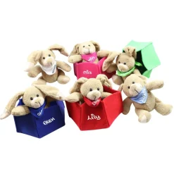 Osterkörbchen grau grün pink blau Filz mit Hase personalisiert Geschenk zu Ostern mit Namen Set aus Osterhase u. Filznes