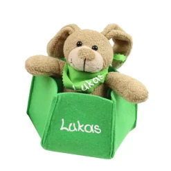 Osterkörbchen grau grün pink blau Filz mit Hase personalisiert Geschenk zu Ostern mit Namen Set aus Osterhase u. Filznes