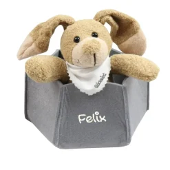 Osterkörbchen grau grün pink blau Filz mit Hase personalisiert Geschenk zu Ostern mit Namen Set aus Osterhase u. Filznes