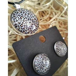 Osterkörbchen mal anders - Schmuckschälchen befüllt mit Schmuckset Ohrstecker+ Kette "Leopard" Leo Leoprint