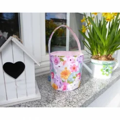 Osterkörbchen mit Hasen,rosa, Stoffkörbchen, Tragekorb, Utensilo, Osterdeko, Unikat hessmade