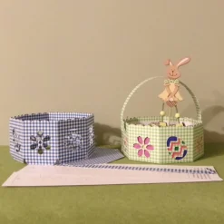 Osterkörbchen zum Ausmalen und Fertigstellen, Karo, in 10 Farben
