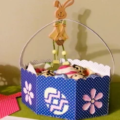 Osterkörbchen zum Ausmalen und Fertigstellen, Pünktchen, in 10 Farben