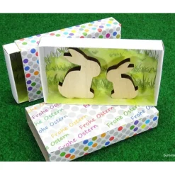 Ostern Deko Geschenkschachtel Frohe Ostern 2 Deko Holzhasen Paar, Geschenkschachtel Punkte, handmade by BuntMixxDESIGN