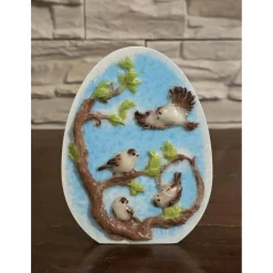 Ostern Dekoration - Spatzen aus Kaltporzellan auf dem Baum - Osterei