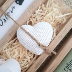 Ostern Geschenkset Ostergeschenk Dekoherz Kerzenhalter Herz Kerzenset Stabkerze Kerzenbox Holzbox Mitbringsel