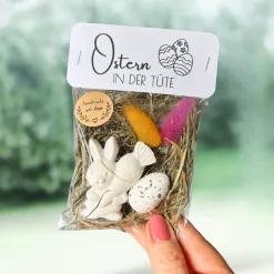 Ostern in der Tüte • Geschenkset mit Keraflott-Hase & Trockenblumen
