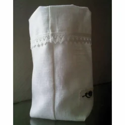 Ostern Lichtbeutel Geschenkbeutel Tischdeko Vasenhuse Hasentanz GESTICKT Leinen Scherenschnitt Spitze.