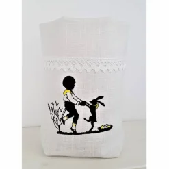 Ostern Lichtbeutel Tischdeko 1 Lichtbeutel Vasenhuse GESTICKT Junge mein Hasi Leinen Scherenschnitt Spitze.