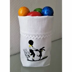 Ostern Lichtbeutel Tischdeko 1 Lichtbeutel Vasenhuse GESTICKT Junge mein Hasi Leinen Scherenschnitt Spitze.