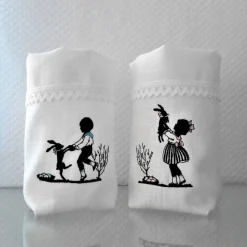 Ostern Lichtbeutel Tischdeko 1 Lichtbeutel Vasenhuse GESTICKT Junge mein Hasi Leinen Scherenschnitt Spitze.