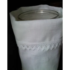 Ostern Lichtbeutel Tischdeko  Hase mit Kiepe Leinen Scherenschnitt GESTICKT Spitze.