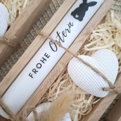 Ostern Ostergeschenk Geschenkset Kerze Kerzenset Dekoherz Kerzenhalter rund Stabkerze Schriftzug Frohe Ostern Osterfest