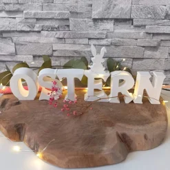 Ostern Schriftzug – Handgefertigte Deko Buchstaben mit Hasenmotiv für frühlingshafte Osterdeko