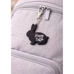 Ostern Zipper Hase Happy Easter – Niedlicher Reißverschluss Anhänger für Rucksack & Tasche, Gummi PVC