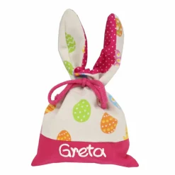 Ostersäckchen mit Hasenohren und mit Namen - Alternative zum klassischem Osternest in trendigen, fröhlichen Farben