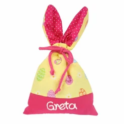 Ostersäckchen mit Hasenohren und mit Namen - Alternative zum klassischem Osternest in trendigen, fröhlichen Farben