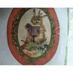 Ostertasche aus Stoff mit Bügelbild Hasen lesen Ostergeschichte grün weiß bunt