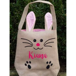 Ostertasche Jute personalisiert mit Namen - zum Eiersammeln und Verschenken zu Ostern