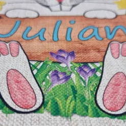 Ostertasche personalisierbar mit Namen, Text / 4 Farben / groß mit Ohren/Beutel/Tasche/Jute/Osterkorb Osterkörbchen Kind