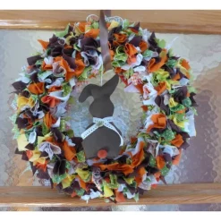 Oster-Türkranz 'Schoko' mit oder ohne Häschen, Stoffkranz, Türkranz, Frühlingsdeko, Türdekoration immerwährend