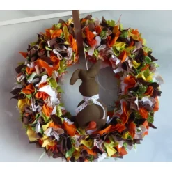 Oster-Türkranz 'Schoko' mit oder ohne Häschen, Stoffkranz, Türkranz, Frühlingsdeko, Türdekoration immerwährend