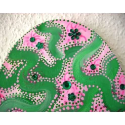 OSTERZAUBER Ostergeschenk abstrakte Malerei  auf einem ovalen Keilrahmen Künstler-Ei Wanddeko  Osterdekoration