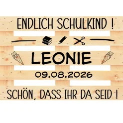Palettenaufkleber Einschulung , Palette Schulkind, Erster Schultag, Deko, Fotokulisse