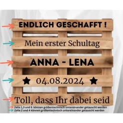 Palettenaufkleber Einschulung ,Willkommenspalette Erster Schultag , Willkommensschild, Palettenschrift