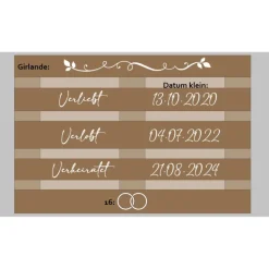 Palettenaufkleber für die Hochzeit - personalisiert - weiße/schwarze Schrift Herzen Datum Herzlich Willkommen Font 1