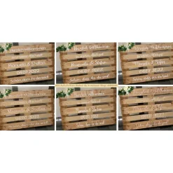 Palettenaufkleber für die Hochzeit - personalisiert - weiße/schwarze Schrift Herzen Datum Herzlich Willkommen Font 4